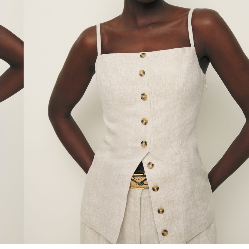 Reformation Atonia Linen Top - Tan